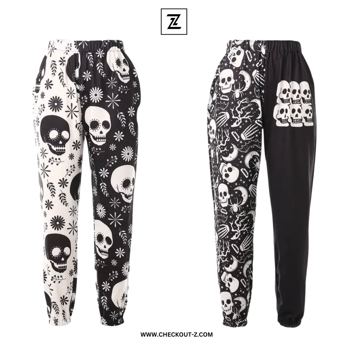 Women's Monochrome Skull & Celestial Skull Mortality Joggers Combo