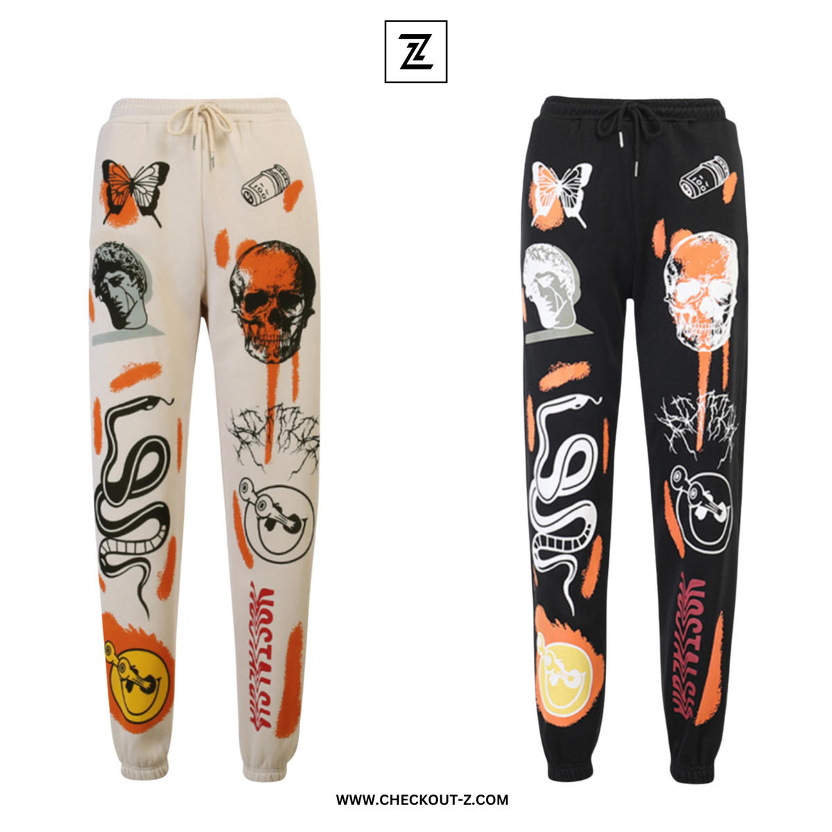 Women's Mystical Menagerie White & Black Joggers Combo