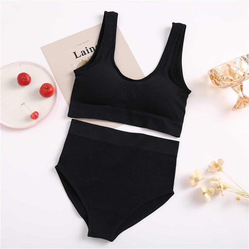 Women's Trendy Solid Cotton Bra & Panty Set