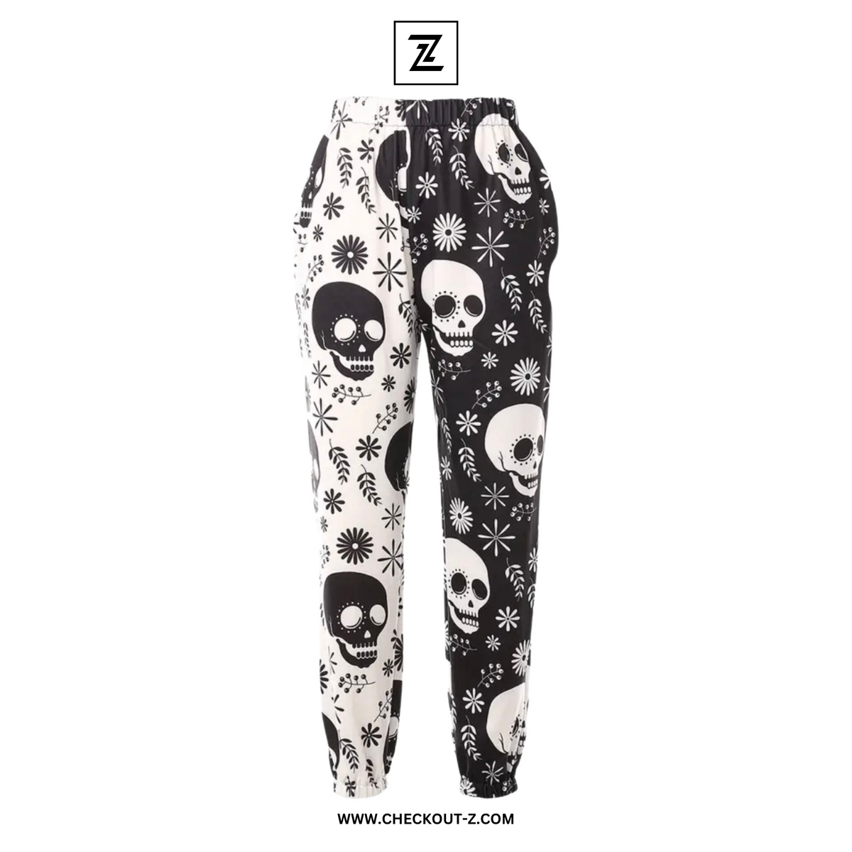Women's Monochrome Skull Mortality Joggers